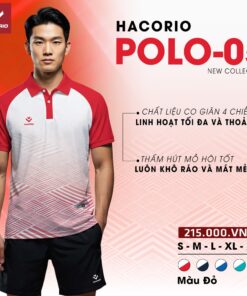 Áo thun thể thao Polo HACORIO POLO-05 Màu Đỏ Trắng