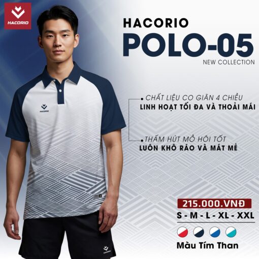 Áo thun thể thao Polo HACORIO POLO-05 Màu Đỏ Trắng - Ảnh 4