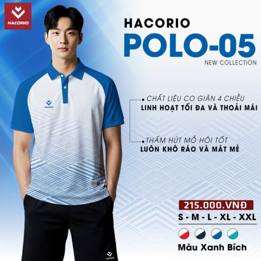 Áo thun thể thao Polo HACORIO POLO-05 Màu Đỏ Trắng - Ảnh 3