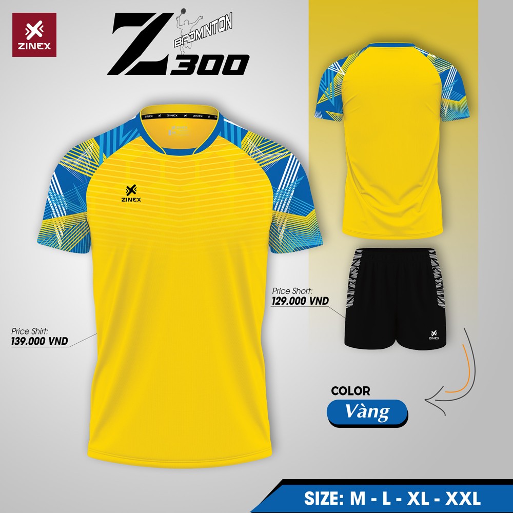 Áo Cầu Lông Nam ZINEX Z300 Màu Vàng Nổi Bật