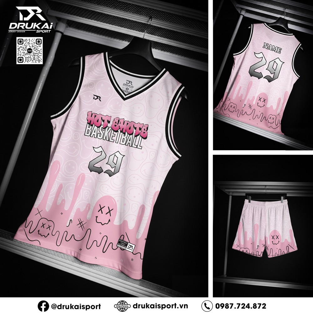 Đồng phục bóng rổ Hot Shots màu hồng pastel - Ảnh 2