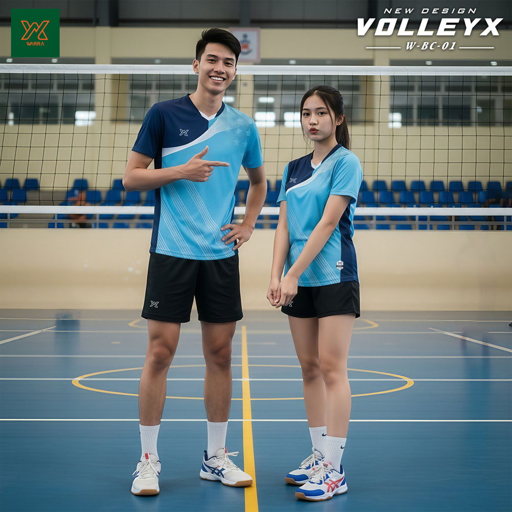 Đồng phục bóng chuyền YARRA VOLLEYX W-BC-01 xanh dương nhạt phối navy
