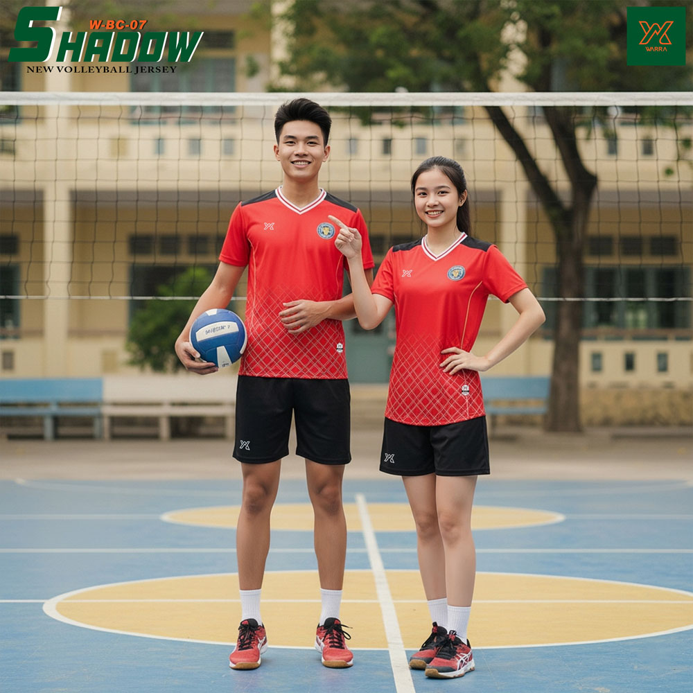 Áo Bóng Chuyền Trắng SHADOW W.BG-07 - Phối Đỏ Caro Năng Động - Ảnh 2