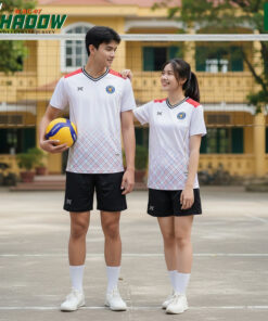 Áo Bóng Chuyền Trắng SHADOW W.BG-07 - Phối Đỏ Caro Năng Động
