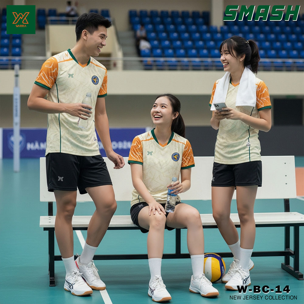 Áo Bóng Chuyền W-BC-14 Trắng phối xám họa tiết hiện đại - Ảnh 4