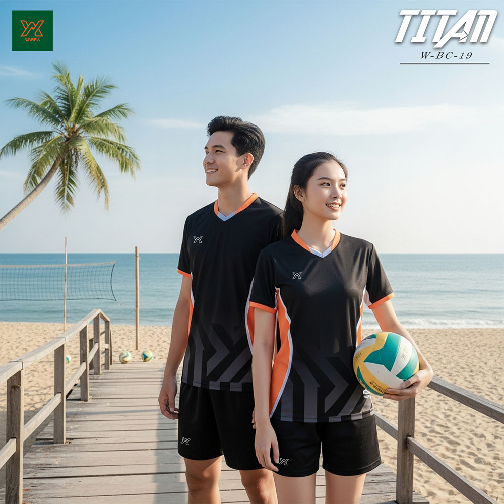 Bộ đồng phục bóng chuyền bãi biển nữ W-BC-19 màu đen dòng TITAN - YX
