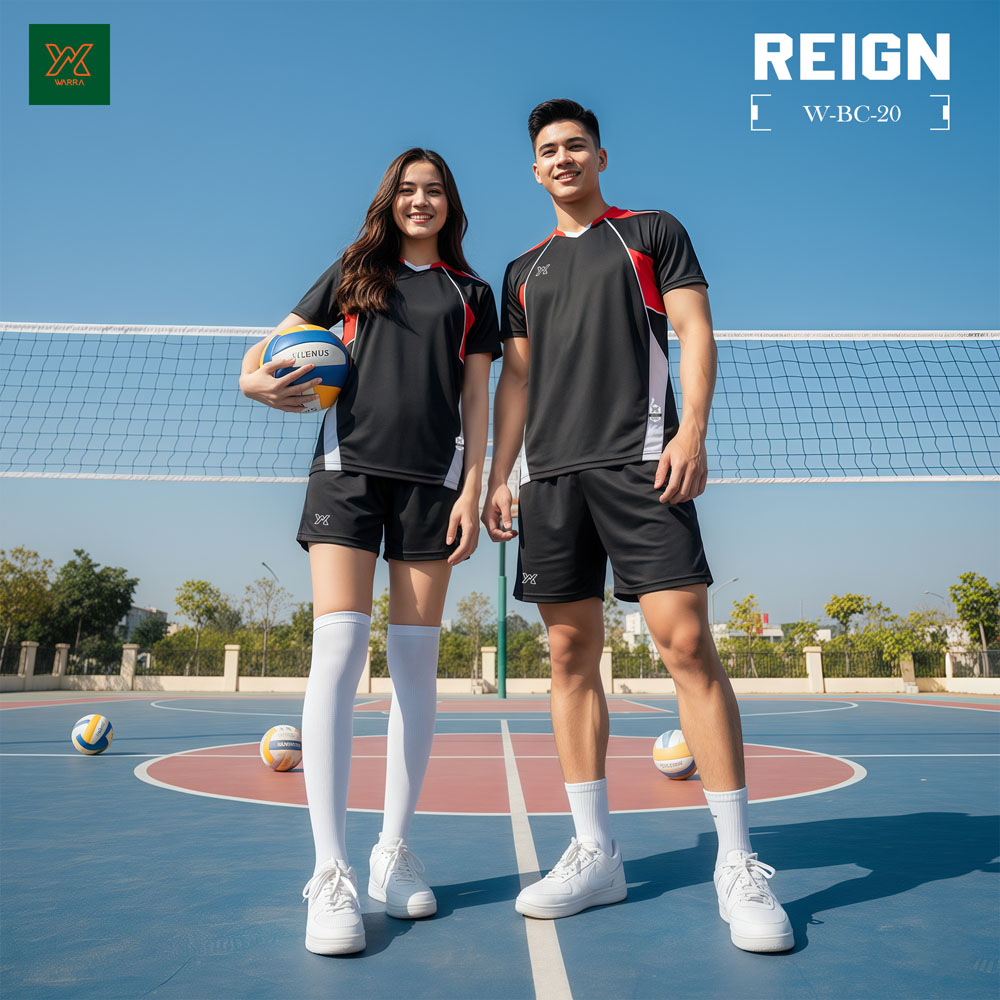 Áo bóng chuyền thể thao nữ W-BC-20 màu đen đỏ trắng
