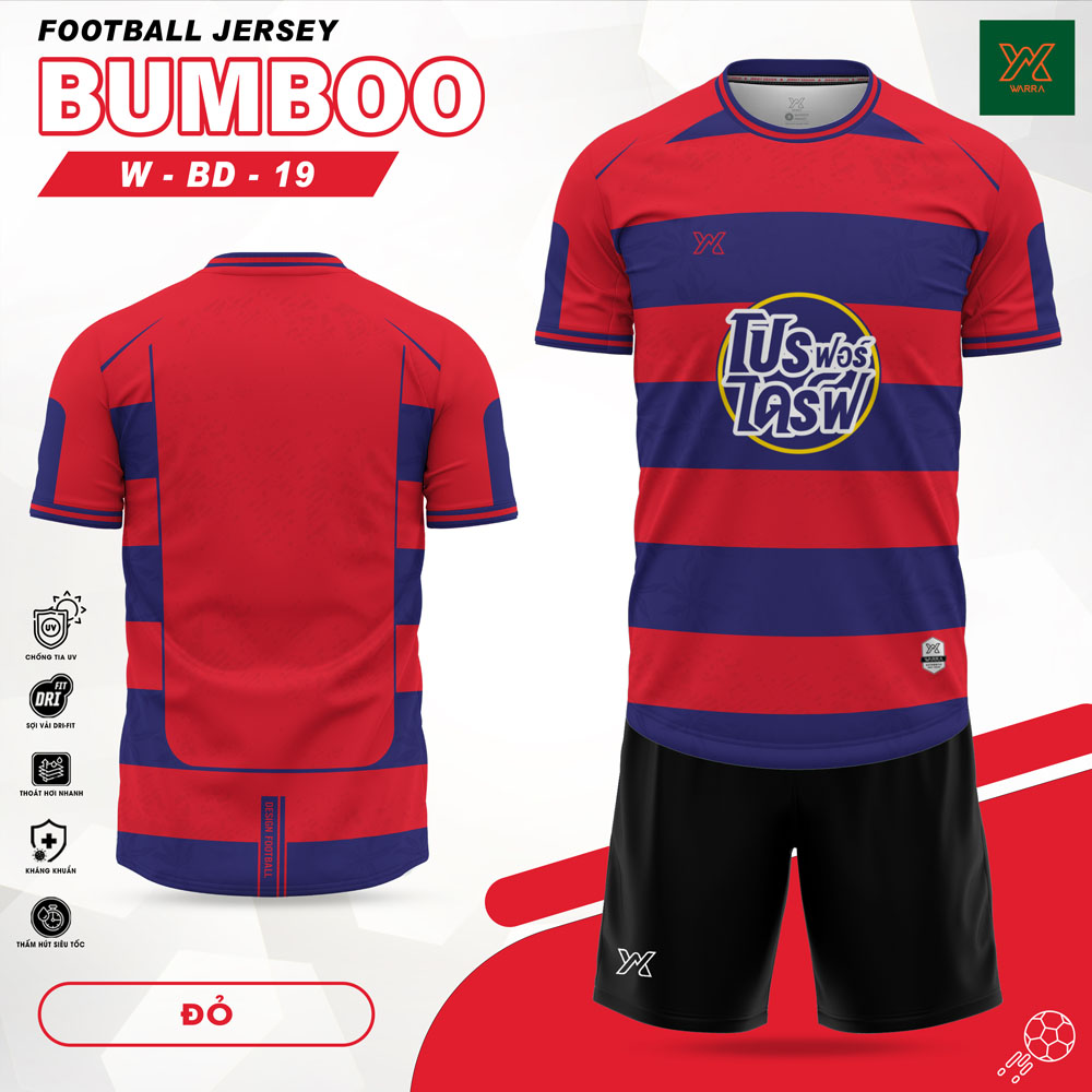 Áo Bóng Đá BUMBOO W-BD-19 Màu Kem Đỏ Đô - Ảnh 2