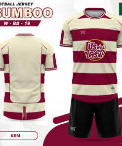 Áo Bóng Đá BUMBOO W-BD-19 Màu Kem Đỏ Đô