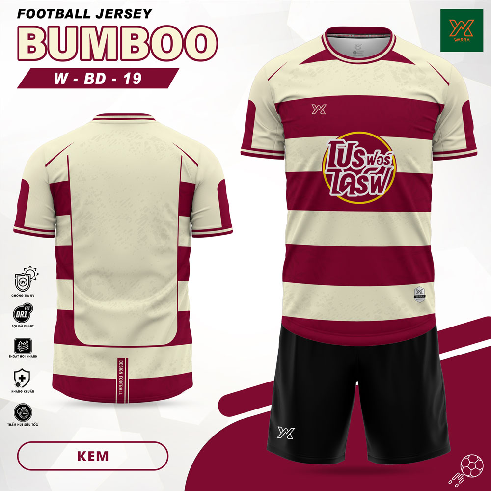 Áo Bóng Đá BUMBOO W-BD-19 màu kem đỏ đô