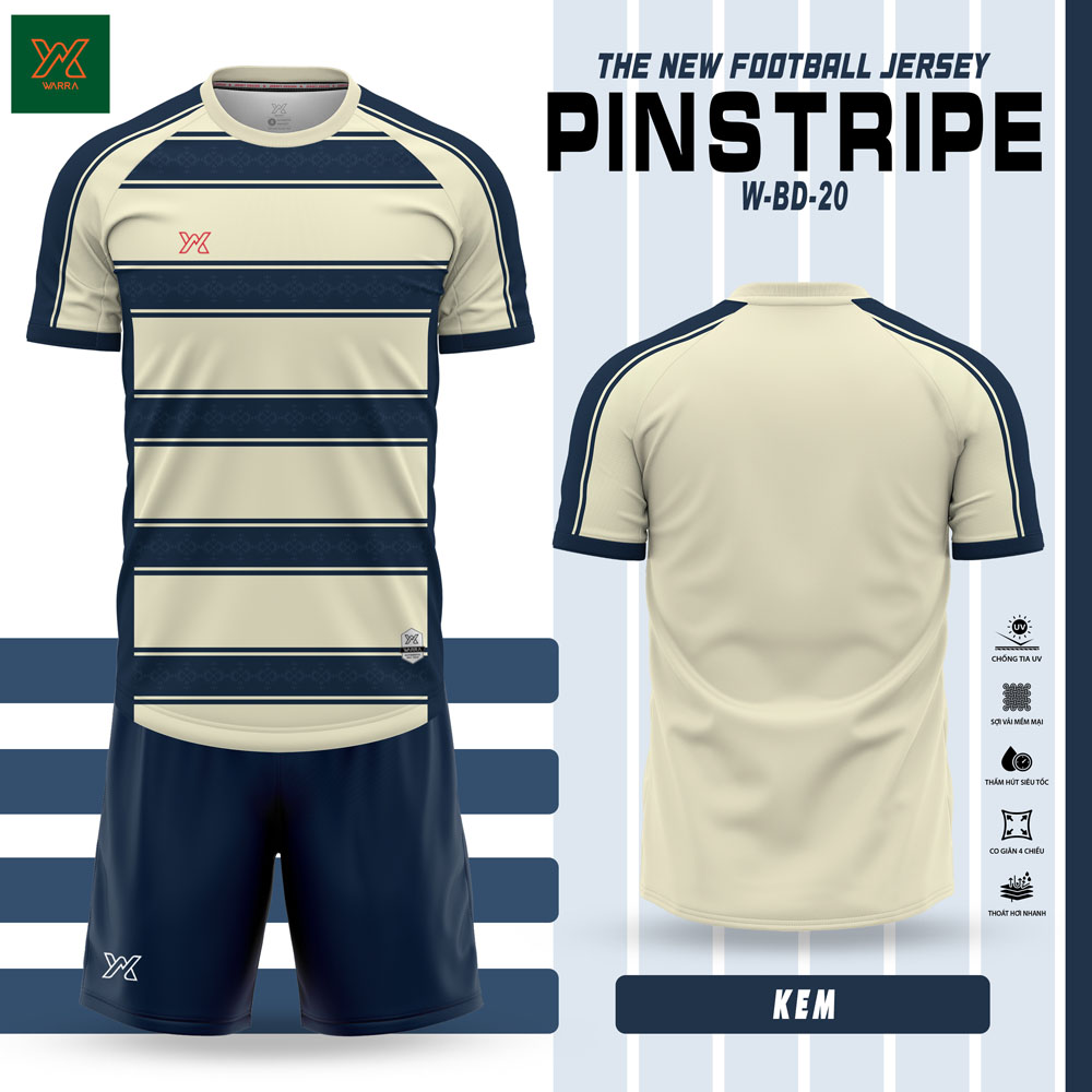 Áo Bóng Đá PINSTRIPE W-BD-20 Trắng/Xanh Ngọc – Năng Động & Chuyên Nghiệp - Ảnh 3