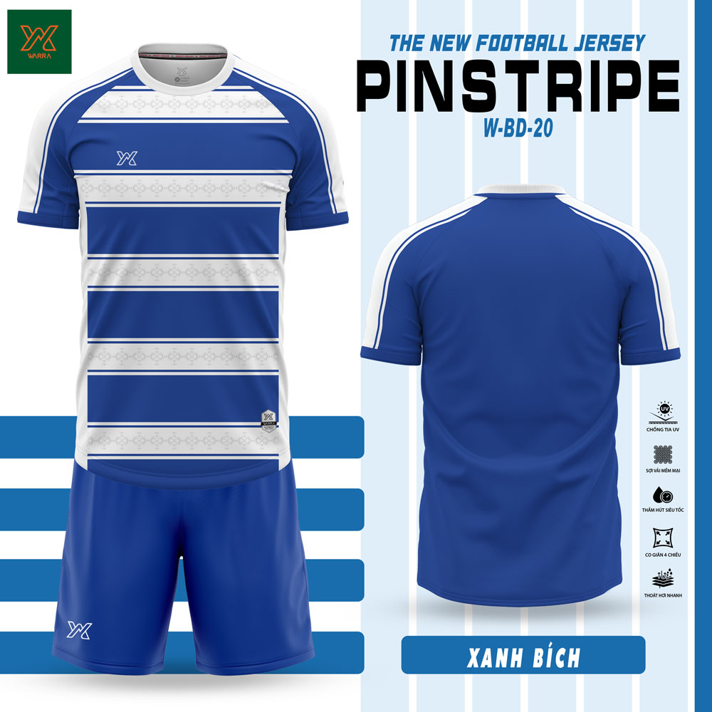 Áo Bóng Đá PINSTRIPE W-BD-20 Trắng/Xanh Ngọc – Năng Động & Chuyên Nghiệp - Ảnh 6