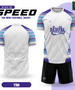 Áo Bóng Đá W-BD-38 | Tím Trắng Năng Động, Chất Liệu DryFit Co Giãn 4 Chiều