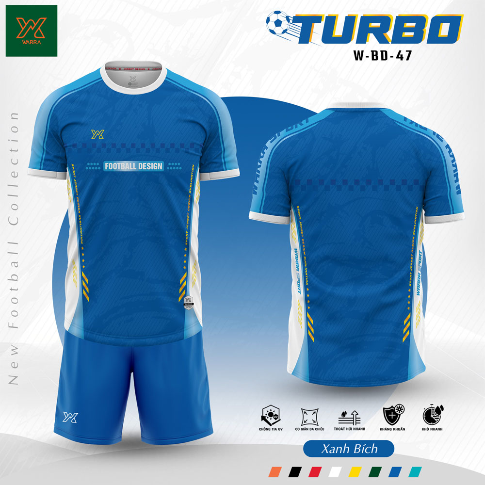 Bộ quần áo bóng đá TURBO W-BD-47 màu Xanh Bích
