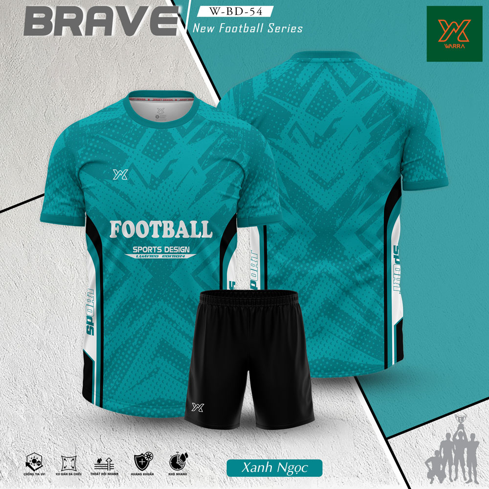 Đồng phục đá bóng W-BD-54 màu xanh ngọc cao cấp