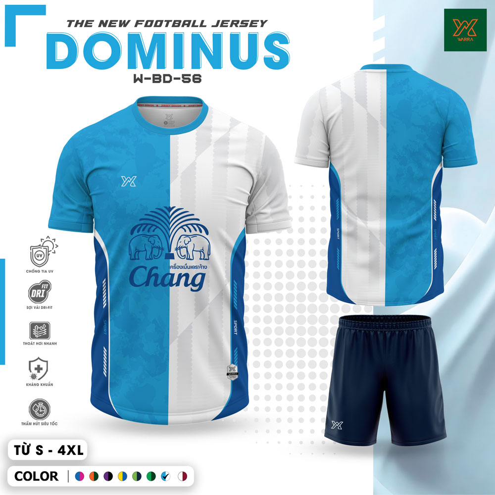 Áo bóng đá Dominus W-BD-56 trắng xanh dương camo hiện đại thoáng mát