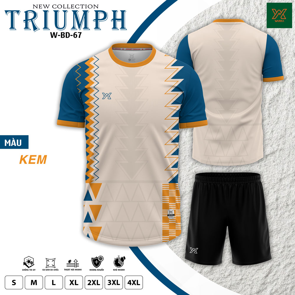 Áo thể thao WB BD-67 màu kem phối họa tiết thể thao cá tính
