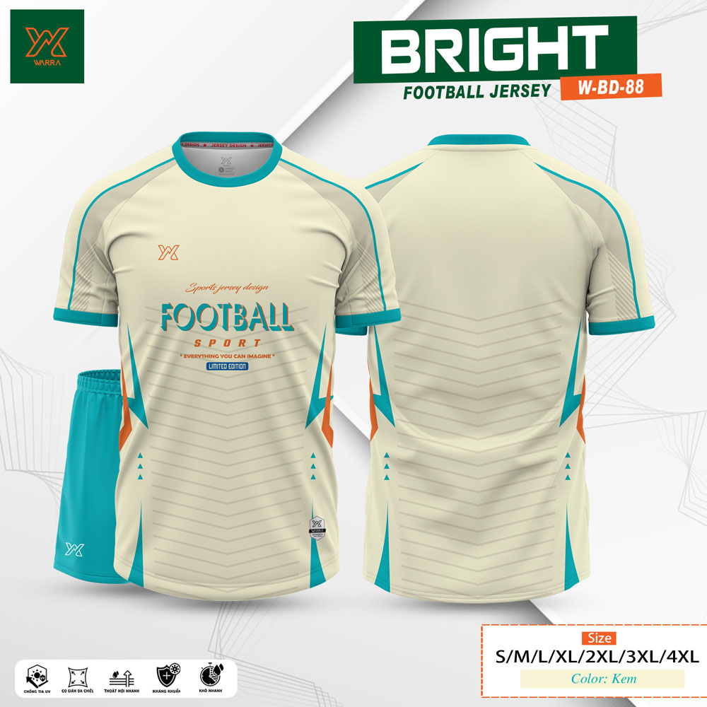 Áo Bóng Đá BRIGHT W-BD-88 Xanh MC - Ảnh 2