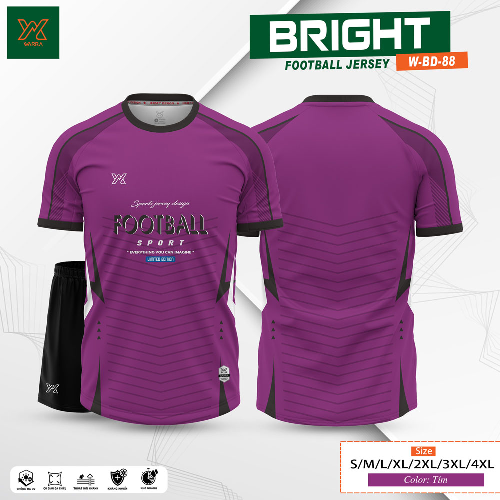 Áo Bóng Đá BRIGHT W-BD-88 Xanh MC - Ảnh 3