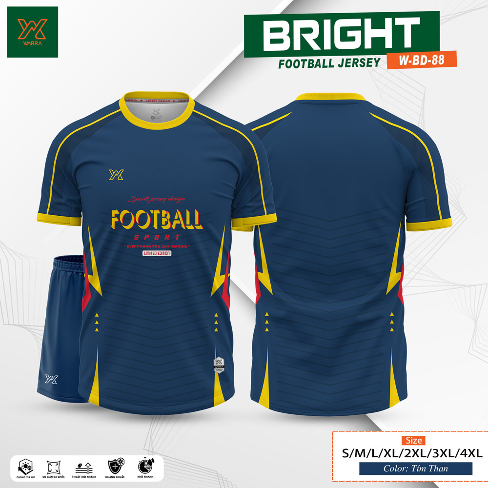 Áo Bóng Đá BRIGHT W-BD-88 Xanh MC - Ảnh 4