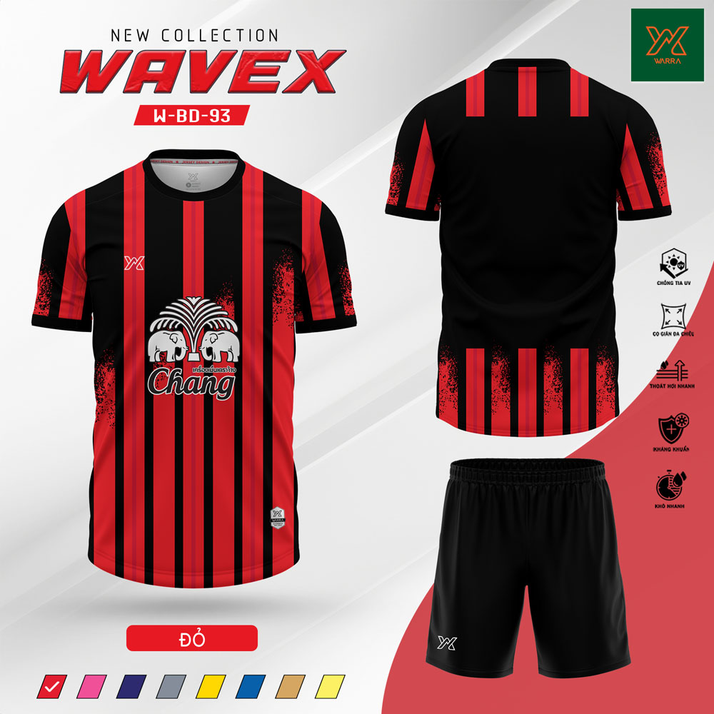 Áo bóng đá Wavex W-BD-93 màu đỏ thiết kế năng động cá tính