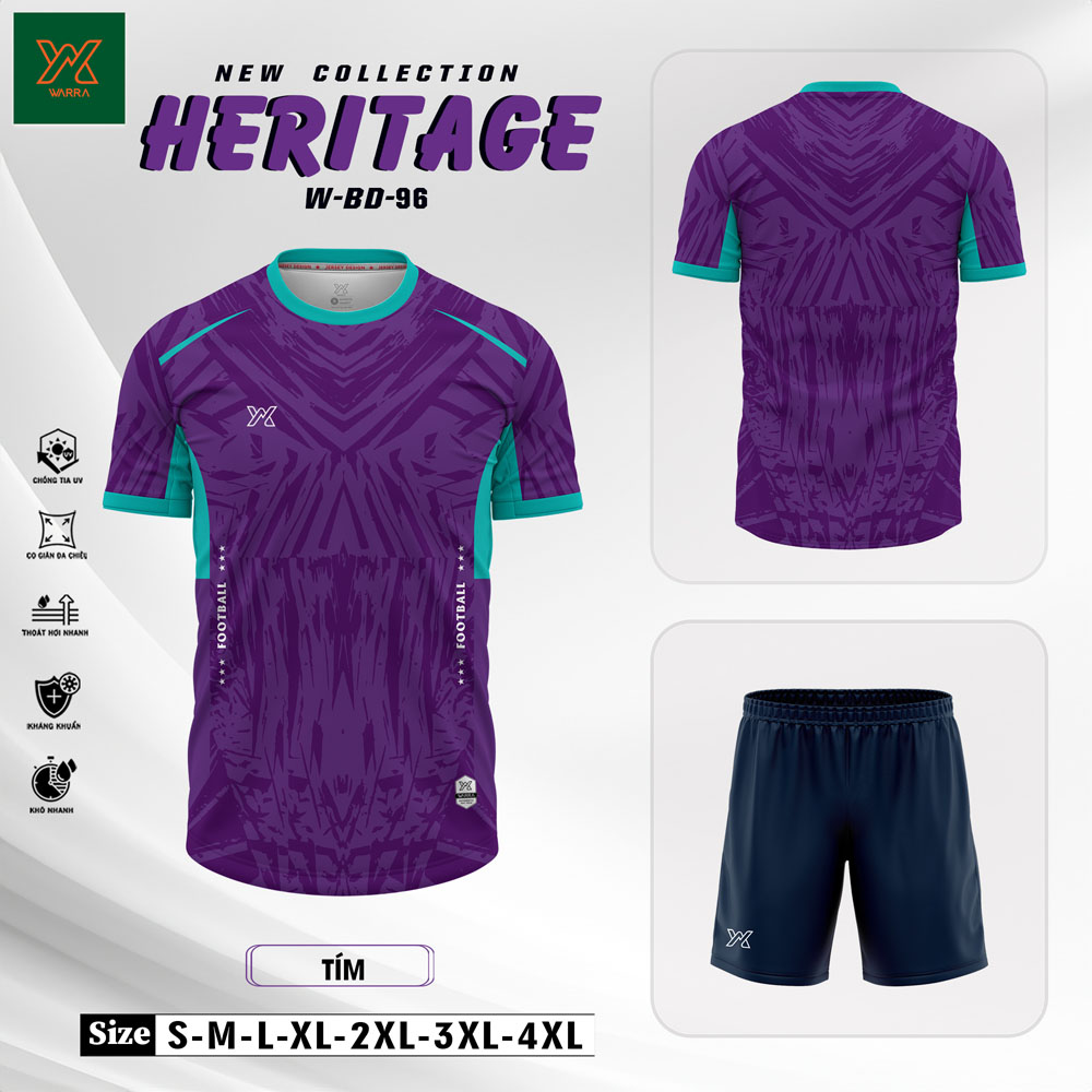 Áo Bóng Đá Heritage W-BD-96 - Xanh Ve Chai - Ảnh 5