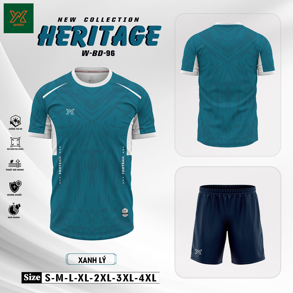 Áo Bóng Đá Heritage W-BD-96 - Xanh Ve Chai - Ảnh 8