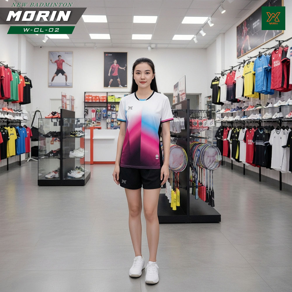 Áo Cầu Lông Nữ Trắng Xanh Gradient Năng Động – Mã W-CL-02 - Ảnh 3