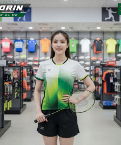 Áo Cầu Lông Nữ Trắng Xanh Gradient Năng Động – Mã W-CL-02