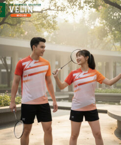 Bộ Quần Áo Cầu Lông VEERIN W-CL-03 Màu Trắng Cam Gradient Năng Động