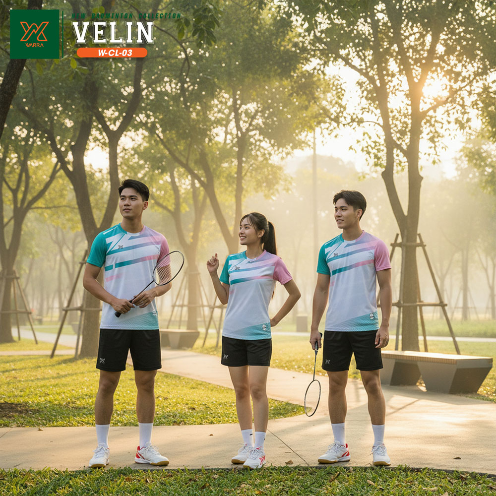 Bộ Quần Áo Cầu Lông VEERIN W-CL-03 Màu Trắng Cam Gradient Năng Động - Ảnh 6