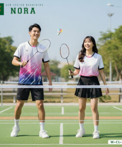 Áo cầu lông Yaka Nora W-CL-04 – Màu trắng phối tím hồng cá tính