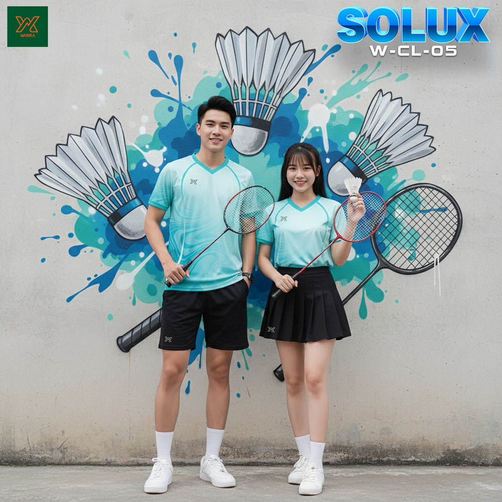 Áo cầu lông SOLUX W-CL-05 màu xanh ngọc lam cho nam nữ - chất thể thao thoáng khí