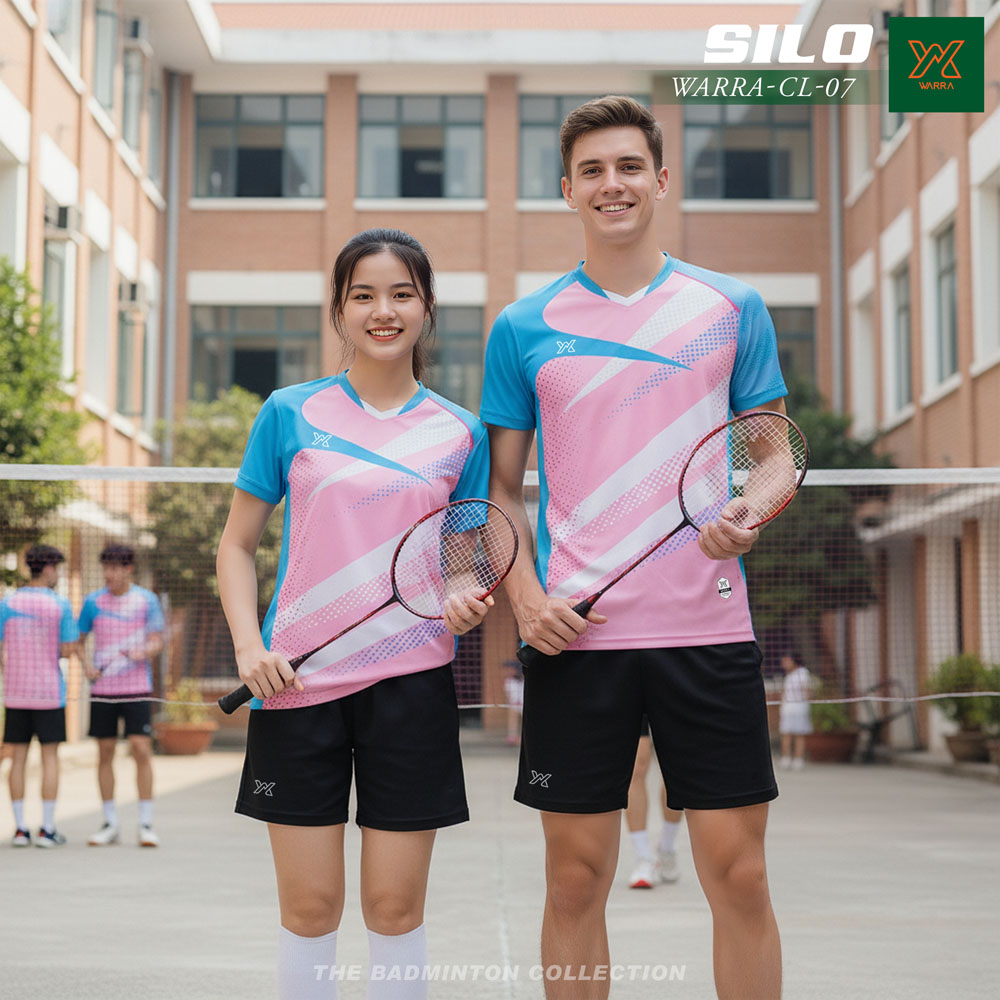 Áo cầu lông WARRA CL-07 màu hồng pastel phối xanh dương từ bộ sưu tập SILO