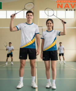 Áo cầu lông nữ Yawara Navo W-CL-09 trắng phối xanh vàng