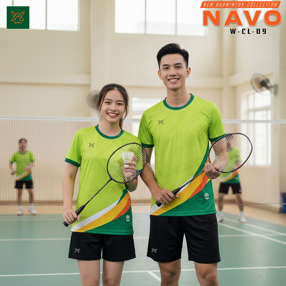 Áo cầu lông nữ Yawara Navo W-CL-09 trắng phối xanh vàng - Ảnh 4