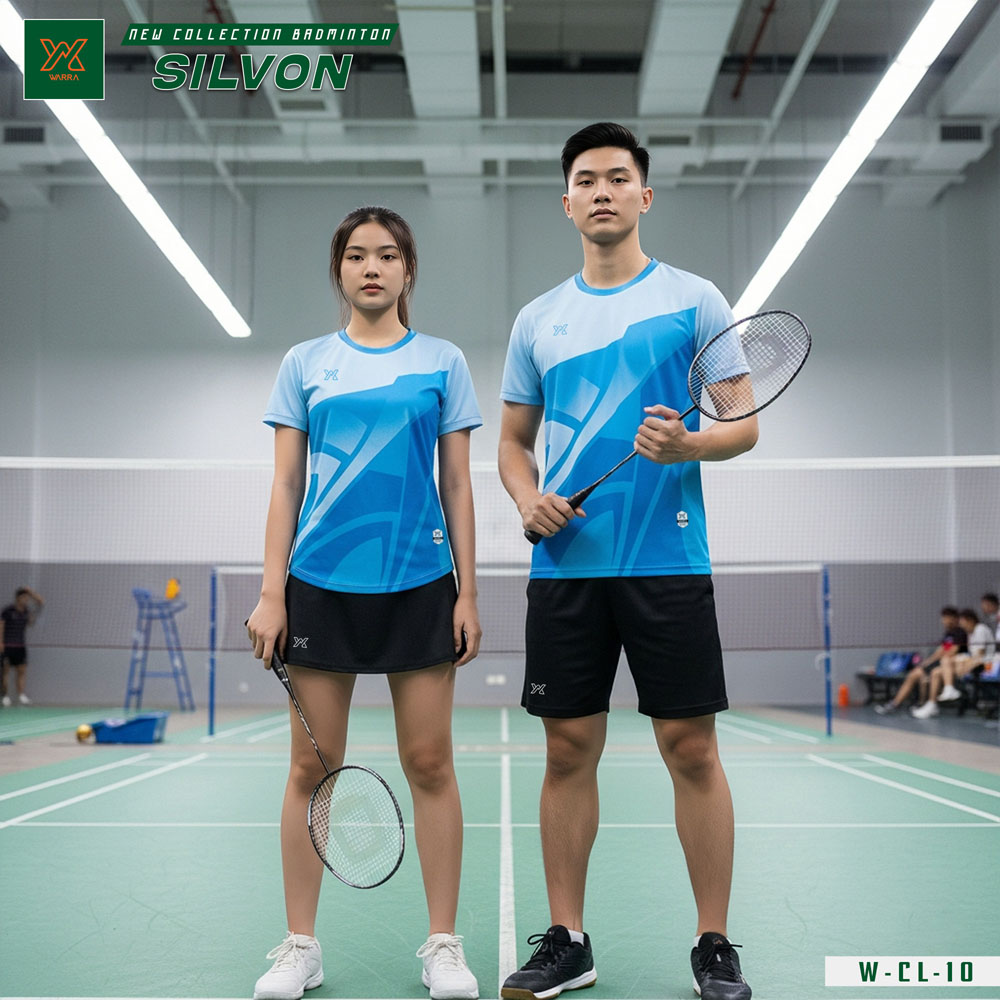 Bộ đồ cầu lông nam nữ màu xanh biển thiết kế hiện đại, thoáng khí