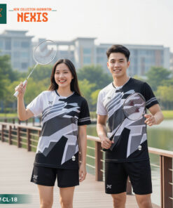 Áo Cầu Lông New Collection NEXIS - Đen Trắng Xám Thể Thao Unisex