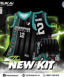 Bộ Quần Áo Bóng Rổ Memphis Grizzlies - Đen Xanh Ngọc Năng Động