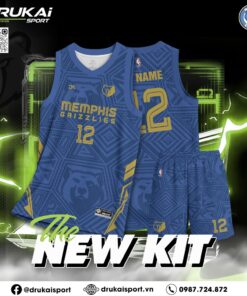 Áo thi đấu Memphis Grizzlies màu xanh vàng – Mẫu 04