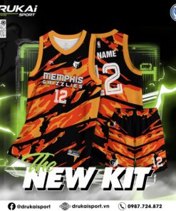 Áo bóng rổ Memphis Grizzlies phối cam – đen – đỏ cháy ấn tượng (Mẫu 06)