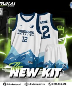 Đồng Phục Thể Thao Trắng Xanh Lam Grizzlies Không Tay - Mẫu 07