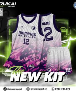 Đồng Phục Thể Thao Memphis Grizzlies Tím Trắng Hồng Neon - Mẫu 11
