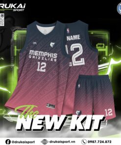 Đồng Phục Thể Thao Memphis Grizzlies Xanh Than – Hồng Tro | DRUKAI SPORT