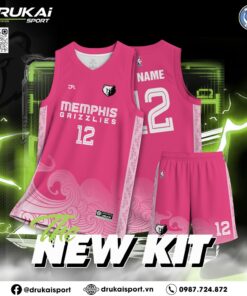 Áo đấu bóng rổ DRUKAI màu hồng Memphis Grizzlies – Mãu 15