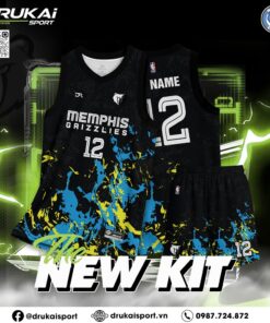 Áo Đấu Bóng Rổ Memphis Grizzlies Đen Splash - Mẫu 17