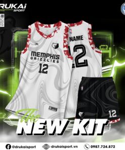Áo đấu bóng rổ Memphis Grizzlies màu trắng đen phối cam - Mẫu 18