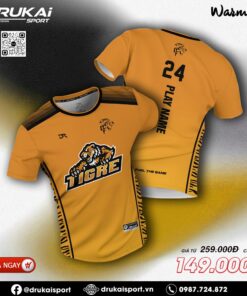 Áo Thun Thi Đấu Thể Thao DRUKAI TIGRE - Cam Vàng Sọc Hổ