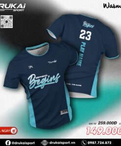 Áo thể thao nam xanh navy phối cyan – Mẫu 21