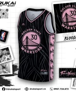 Áo Thun Tập Luyện Golden State Warriors Màu Đen Hồng Pastel - Phong Cách Thể Thao Hiện Đại